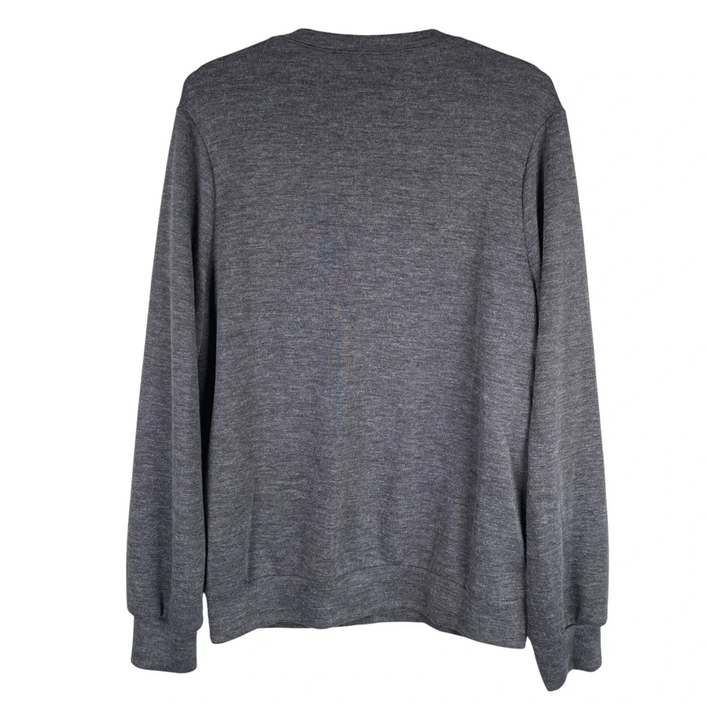 Mizzen + Main V Neck Sweater Mens L‎ Trim Fit Gray Pullover Stretch Polyester